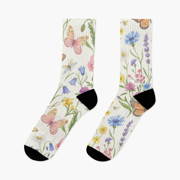 Item preview, Vintage Wildflower Meadow Pattern with Butterflies and Dragonflies designed and sold by FashioonTrends.