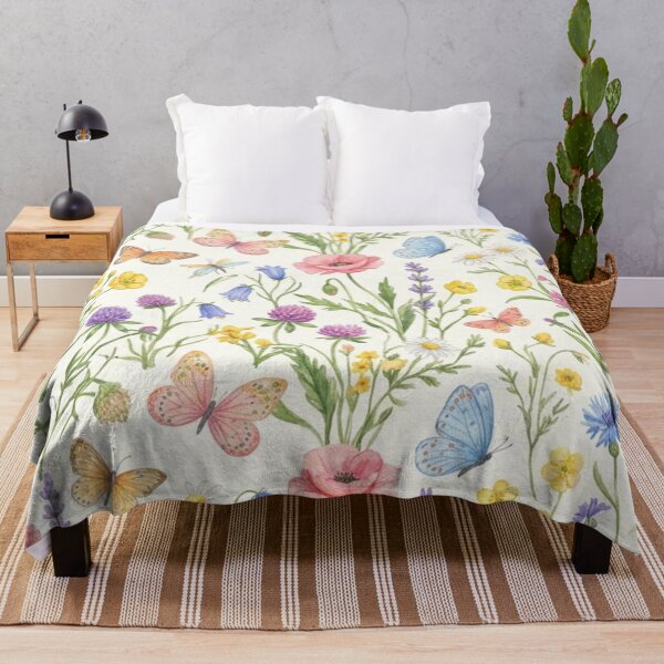 Item preview, Vintage Wildflower Meadow Pattern with Butterflies and Dragonflies designed and sold by FashioonTrends.
