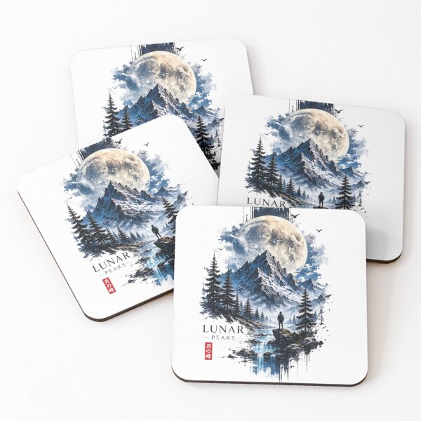 Item preview, Lunar Peaks – Moonlit Mountain Adventure Landscape Art designed and sold by novaduman.