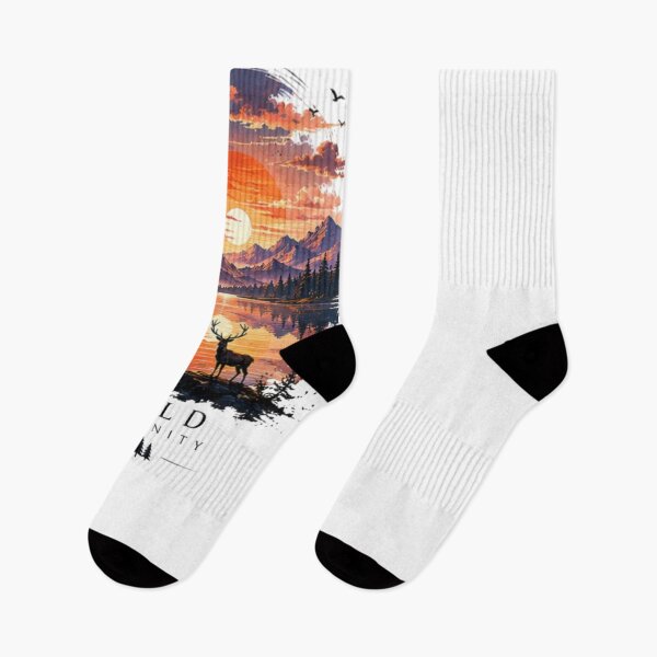 Item preview, Wild Serenity – Majestic Deer Sunset Mountain Landscape Art designed and sold by novaduman.