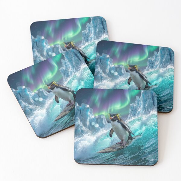 Item preview, Rockhopper Penguin Surfs Under the Aurora Borealis designed and sold by Tridentulus.