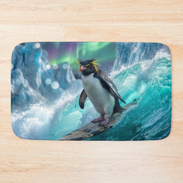 Item preview, Rockhopper Penguin Surfs Under the Aurora Borealis designed and sold by Tridentulus.