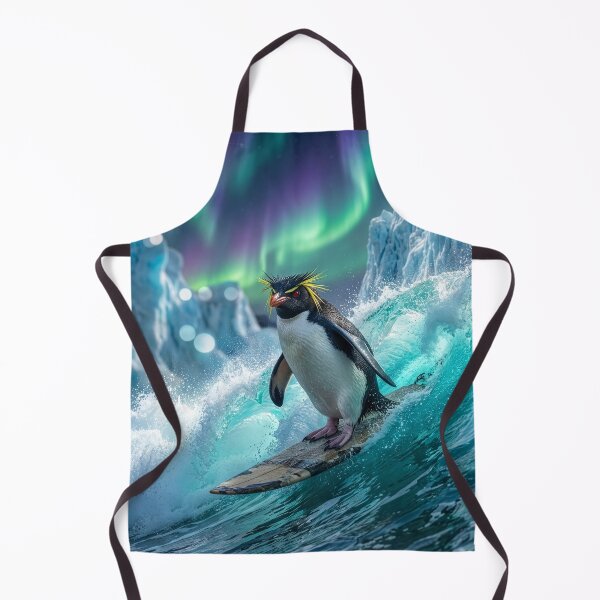 Item preview, Rockhopper Penguin Surfs Under the Aurora Borealis designed and sold by Tridentulus.