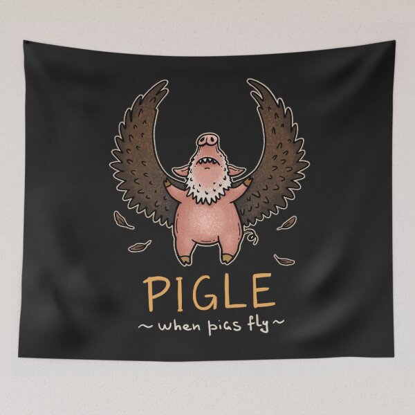 Item preview, Pigle | Flying Pig Eagle Graphic Tee | Funny Animal Pun Illustration for Dark Shirts designed and sold by Aida Drogan.