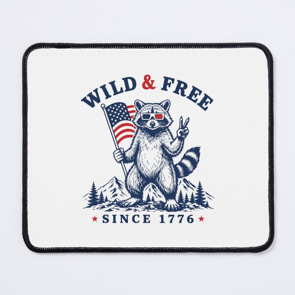 Item preview, Wild and Free Raccoon Funny 4th of July USA Flag Camping Humor designed and sold by gunaone-design.
