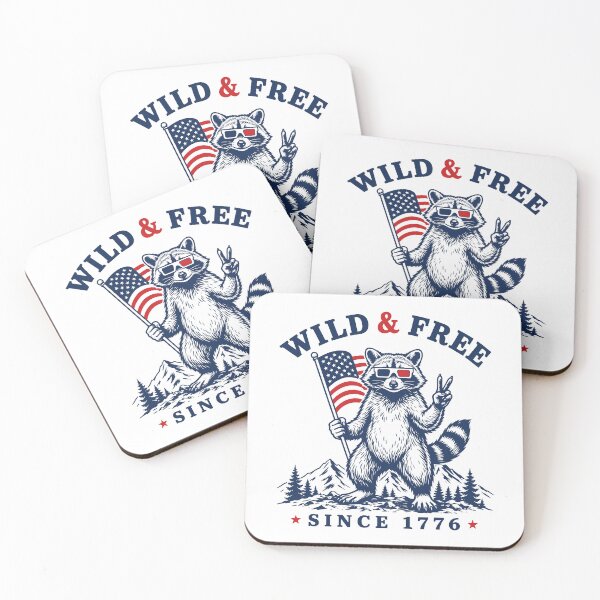 Item preview, Wild and Free Raccoon Funny 4th of July USA Flag Camping Humor designed and sold by gunaone-design.