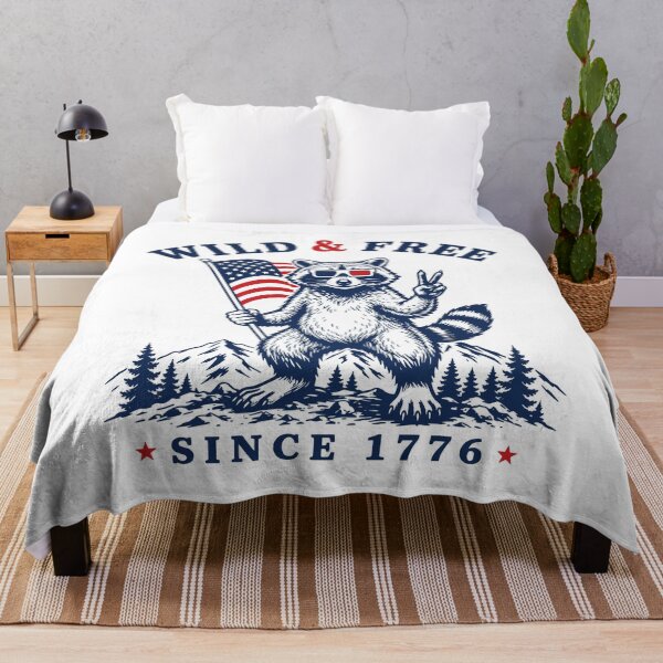 Item preview, Wild and Free Raccoon Funny 4th of July USA Flag Camping Humor designed and sold by gunaone-design.