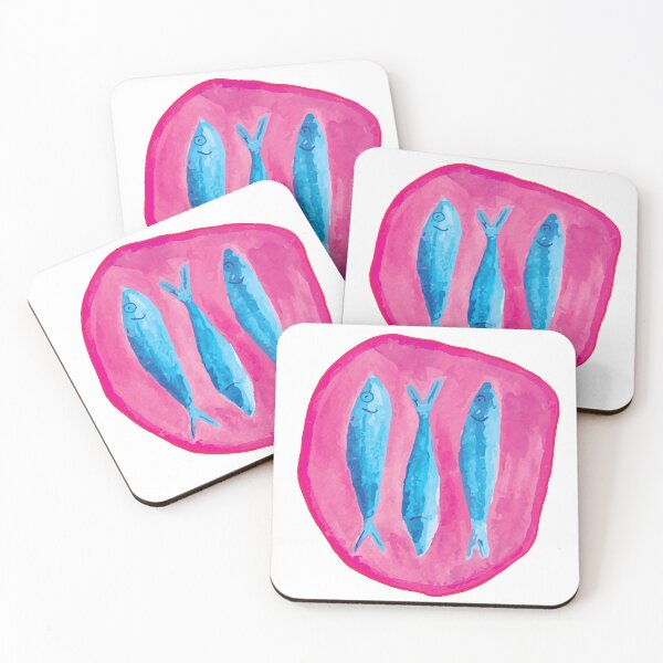 Item preview, Trio of Blue Sardines in Fuchsia Spot designed and sold by ElizabethCoelho.