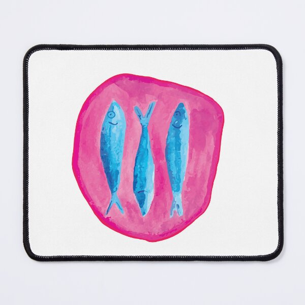 Item preview, Trio of Blue Sardines in Fuchsia Spot designed and sold by ElizabethCoelho.