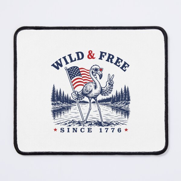 Item preview, Wild and Free Flamingo Funny 4th of July USA Flag Camping Humor designed and sold by gunaone-design.