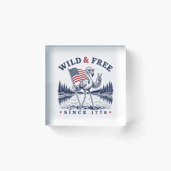 Item preview, Wild and Free Flamingo Funny 4th of July USA Flag Camping Humor designed and sold by gunaone-design.