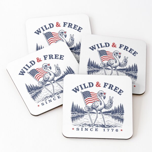 Item preview, Wild and Free Flamingo Funny 4th of July USA Flag Camping Humor designed and sold by gunaone-design.