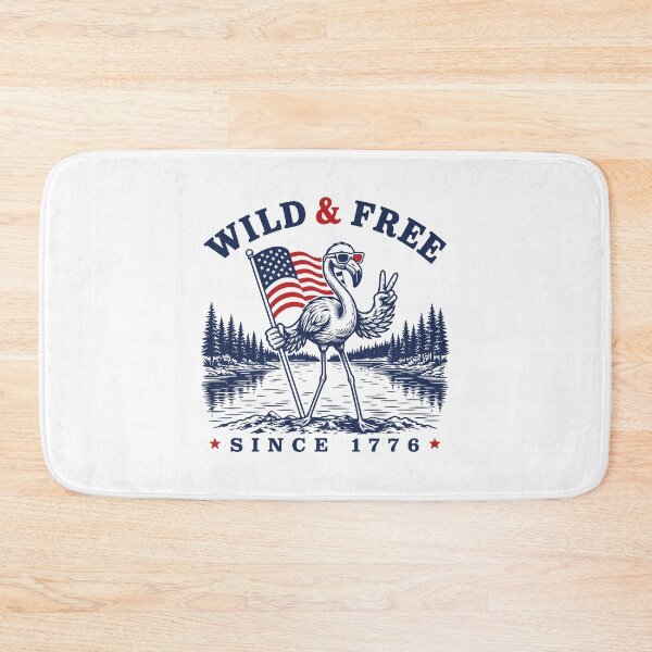 Item preview, Wild and Free Flamingo Funny 4th of July USA Flag Camping Humor designed and sold by gunaone-design.