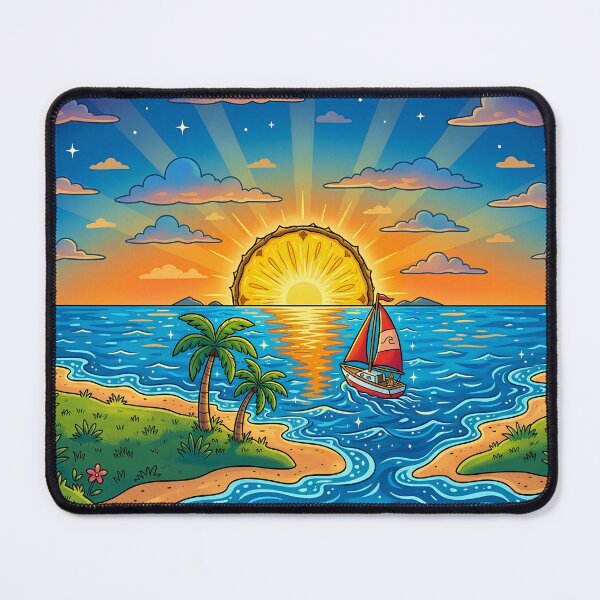 Item preview, Pineapple Sunset Tropical Beach Sailboat Art designed and sold by digitalbob60.
