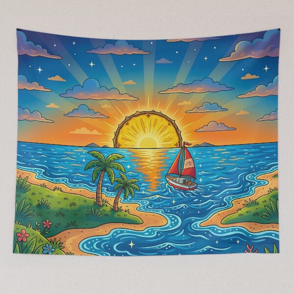 Item preview, Pineapple Sunset Tropical Beach Sailboat Art designed and sold by digitalbob60.