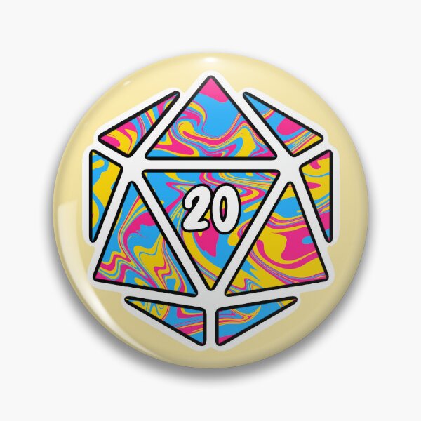 Item preview, pansexual flag d20 designed and sold by lilypadblue.