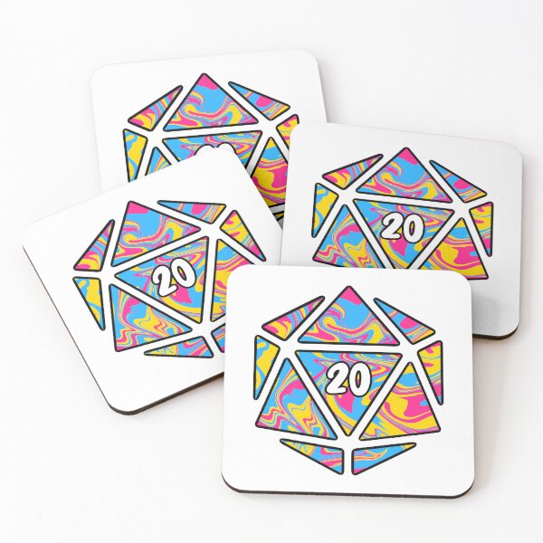 Item preview, pansexual flag d20 designed and sold by lilypadblue.