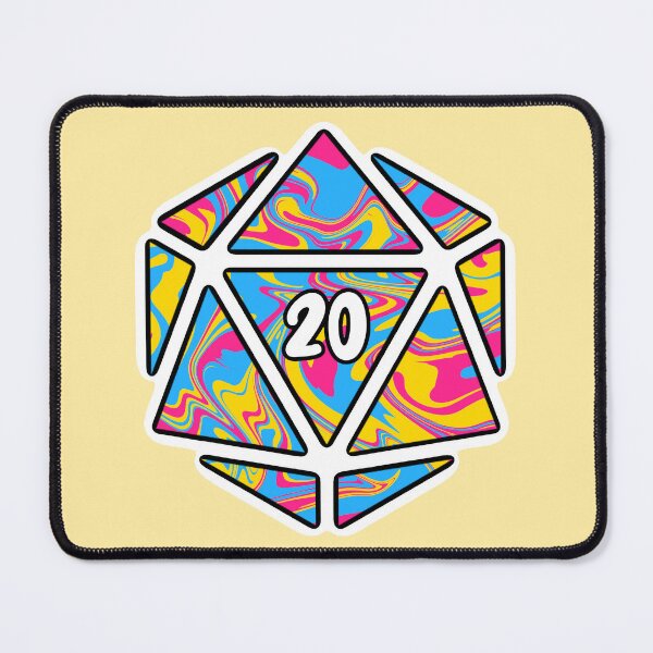 Item preview, pansexual flag d20 designed and sold by lilypadblue.
