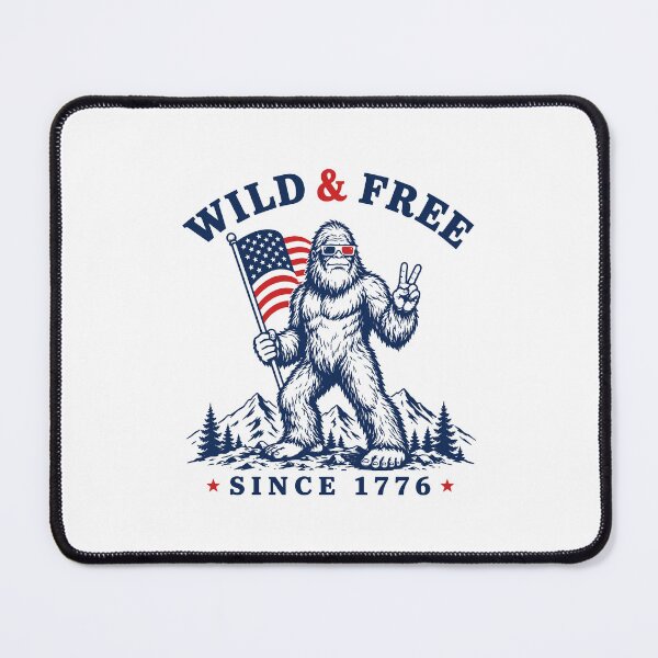 Item preview, Wild and Free Bigfoot Funny 4th of July USA Flag Camping Humor designed and sold by gunaone-design.