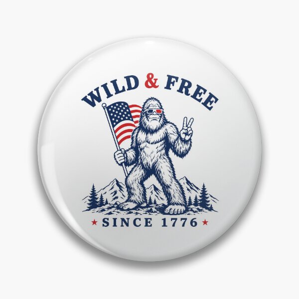 Item preview, Wild and Free Bigfoot Funny 4th of July USA Flag Camping Humor designed and sold by gunaone-design.