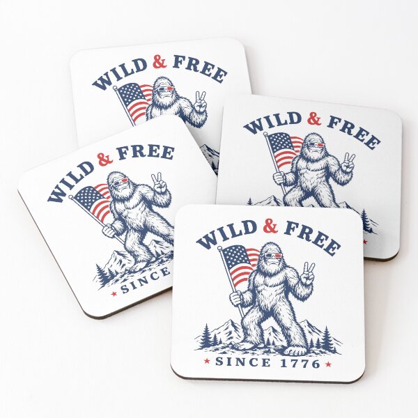 Item preview, Wild and Free Bigfoot Funny 4th of July USA Flag Camping Humor designed and sold by gunaone-design.