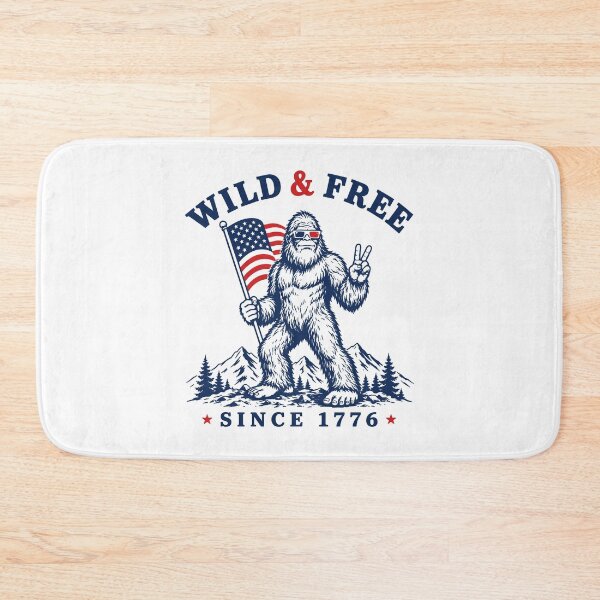 Item preview, Wild and Free Bigfoot Funny 4th of July USA Flag Camping Humor designed and sold by gunaone-design.
