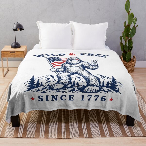 Item preview, Wild and Free Bigfoot Funny 4th of July USA Flag Camping Humor designed and sold by gunaone-design.