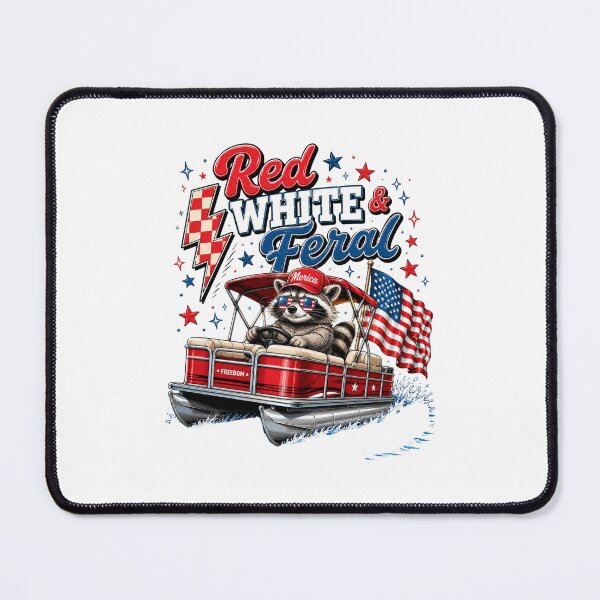 Item preview, Red White & Feral American Patriot Pontoon Boating Raccoon Fourth Of July designed and sold by FormalDehyena.