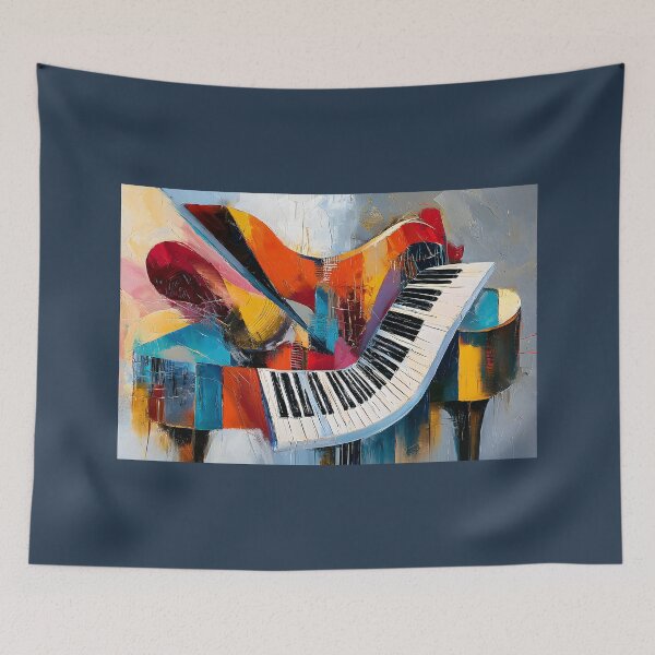 Item preview, Piano in a Symphony of Color - Abstract Shapes and Vibrant Hues in Dynamic Musical Motion designed and sold by OlfactoART Studio.