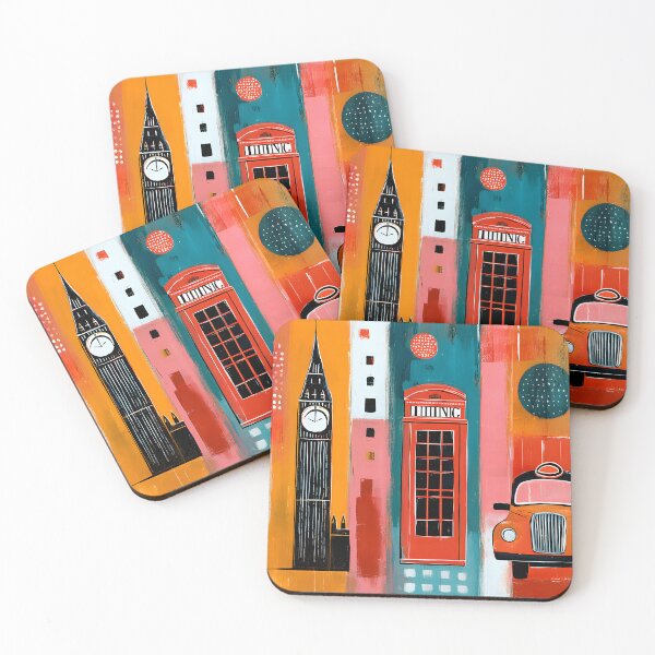 Item preview, London in Bold Color - Red Bus Big Ben and Telephone Booth in a Vibrant Urban Celebration designed and sold by OlfactoART Studio.