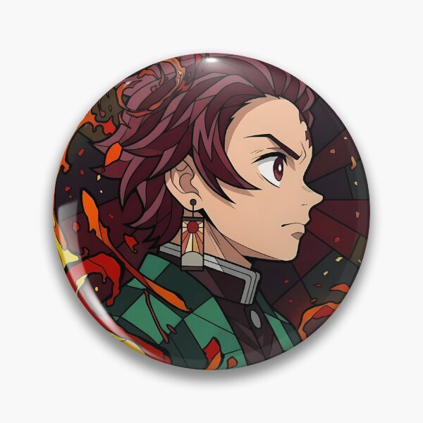 Item preview, Tanjiro Kamado Demon Slayer Flame Stained Glass Portrait designed and sold by mildaclairmo.