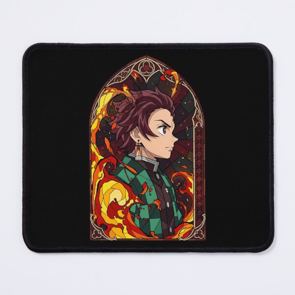 Item preview, Tanjiro Kamado Demon Slayer Flame Stained Glass Portrait designed and sold by mildaclairmo.