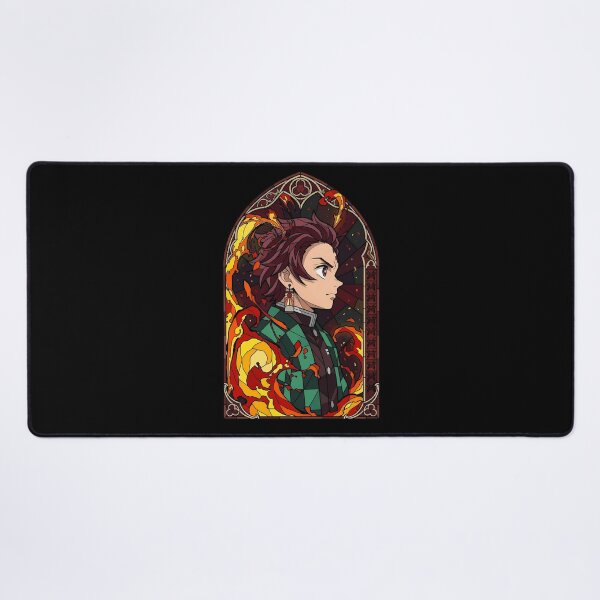 Item preview, Tanjiro Kamado Demon Slayer Flame Stained Glass Portrait designed and sold by mildaclairmo.