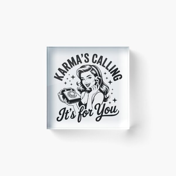 Item preview, Karma’s Calling It’s For You – Retro Phone Funny Karma T‑Shirt designed and sold by lucidfrog.
