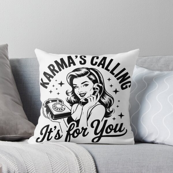Item preview, Karma’s Calling It’s For You – Retro Phone Funny Karma T‑Shirt designed and sold by lucidfrog.