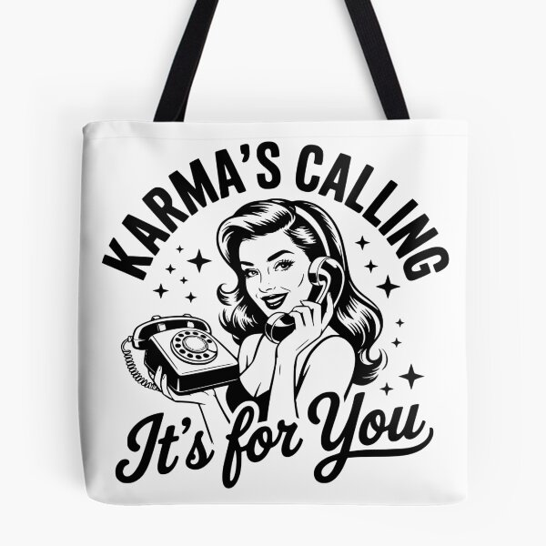 Item preview, Karma’s Calling It’s For You – Retro Phone Funny Karma T‑Shirt designed and sold by lucidfrog.