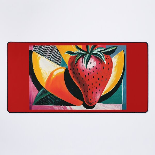Item preview, Strawberry in Full Bloom - Oversized Fruit Surrounded by Bold Abstract Color and Texture designed and sold by OlfactoART Studio.