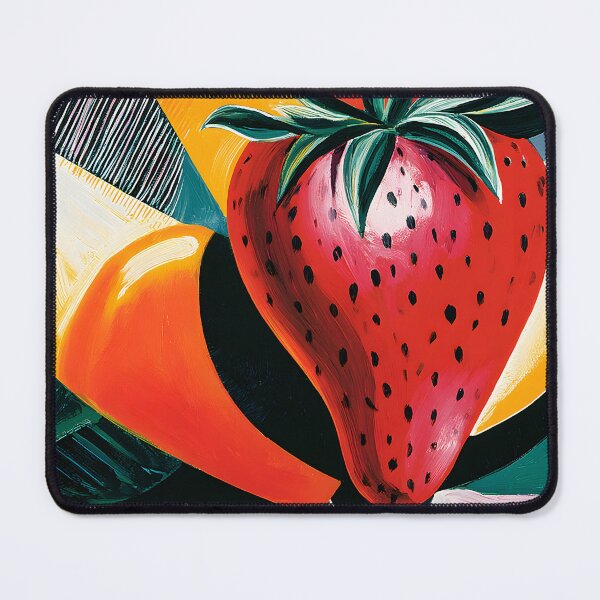 Item preview, Strawberry in Full Bloom - Oversized Fruit Surrounded by Bold Abstract Color and Texture designed and sold by OlfactoART Studio.