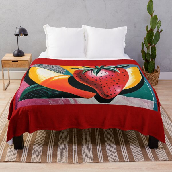 Item preview, Strawberry in Full Bloom - Oversized Fruit Surrounded by Bold Abstract Color and Texture designed and sold by OlfactoART Studio.