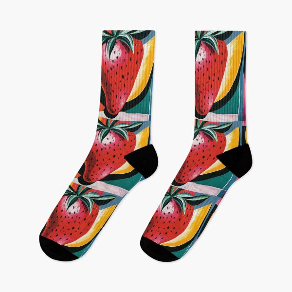 Item preview, Strawberry in Full Bloom - Oversized Fruit Surrounded by Bold Abstract Color and Texture designed and sold by OlfactoART Studio.
