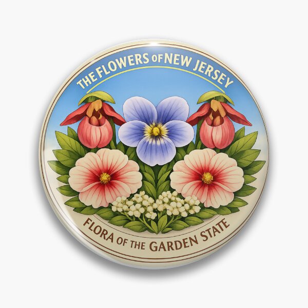 Item preview, Vintage Botanical Badge — New Jersey “Flora of the Garden State” designed and sold by SachaMuru.