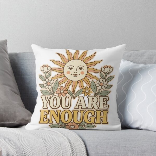 Item preview, You Are Enough Retro Sun Floral designed and sold by PlushFutura.