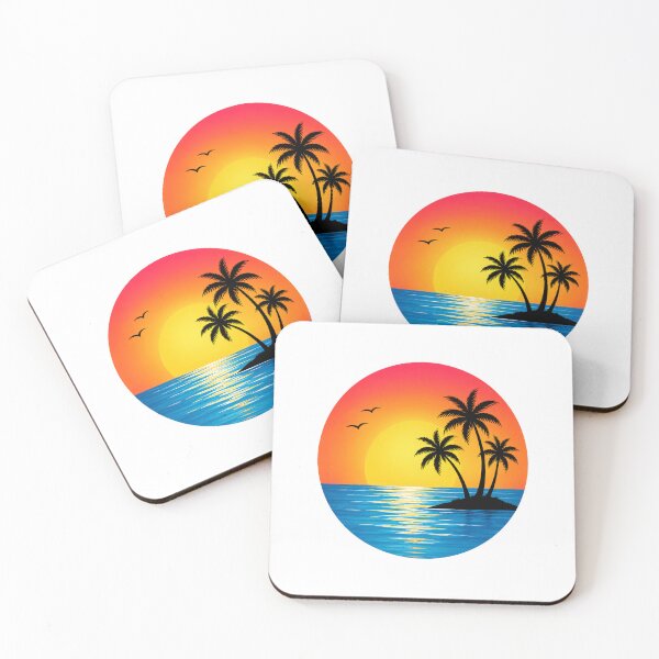 Item preview, Tropical Sunset Palm Tree Tee – Retro Beach Island Vacation designed and sold by All1style.
