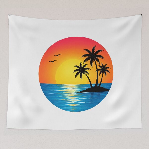 Item preview, Tropical Sunset Palm Tree Tee – Retro Beach Island Vacation designed and sold by All1style.