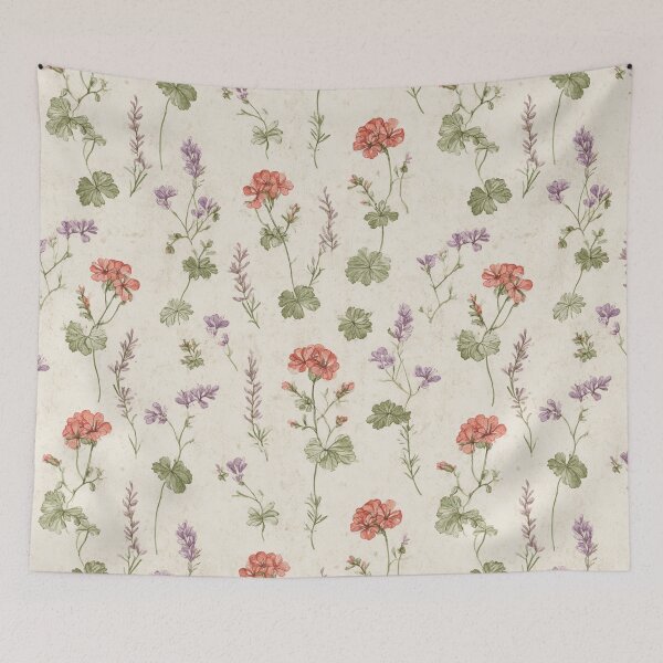 Item preview, Cottage Garden Florals | Vintage Geranium & Lavender Botanical Pattern designed and sold by Bound for Wonder.