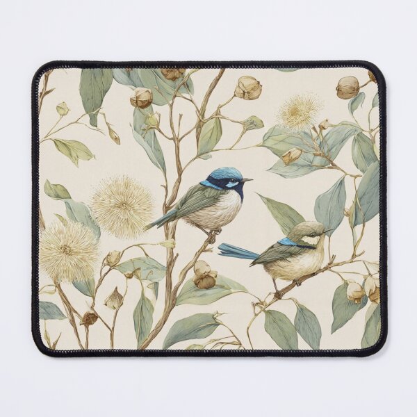 Item preview, Watercolour blue wrens in gum tree designed and sold by Bound for Wonder.