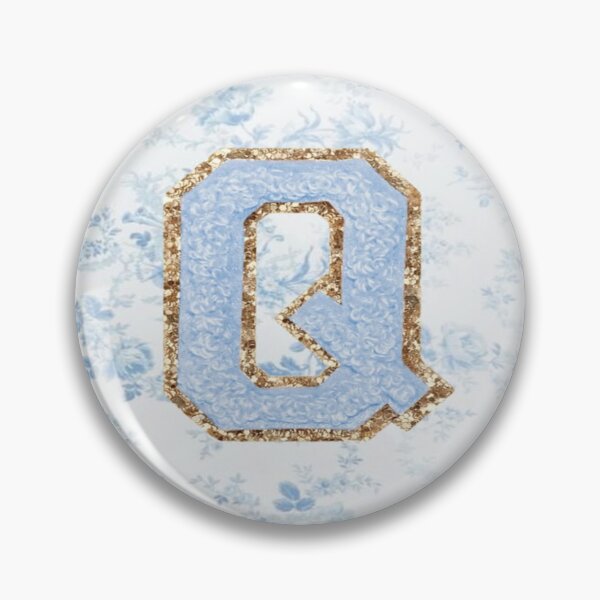 Item preview, Floral blue preppy glitter monogram letter prints Q designed and sold by SimplebutSweet.