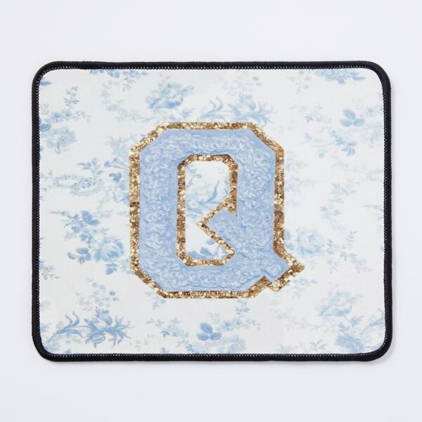 Item preview, Floral blue preppy glitter monogram letter prints Q designed and sold by SimplebutSweet.