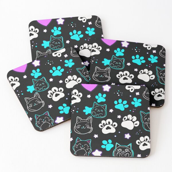Item preview, Neon Kawaii Cat Paw Pattern Aesthetic Design designed and sold by IMuDesigner.