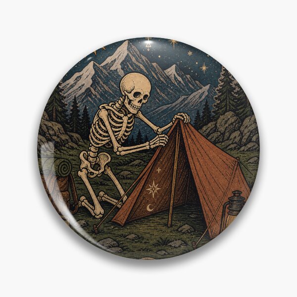 Item preview, The Tent Builder Tarot Art - Skeleton Backpacker Mountain Camper designed and sold by merchxwear.